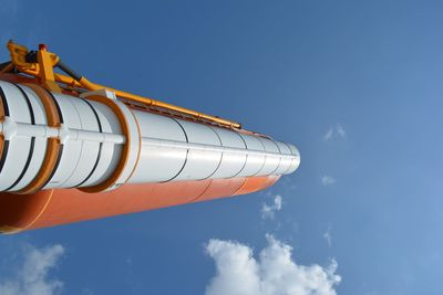 Low angle view of building against blue sky