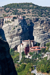 Monastery on rock formation 