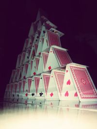 Close-up of christmas tree against building