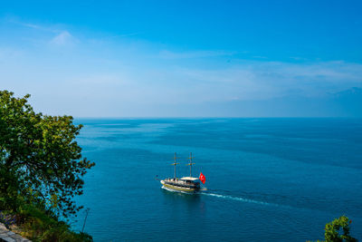 Antalya, turkey. sailing ship for sea tours. mediterranean landscape