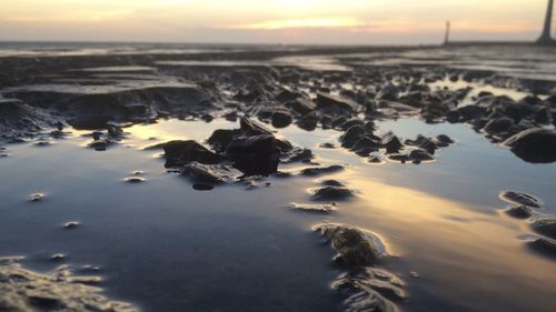 Scenic view of sea against sky during sunset