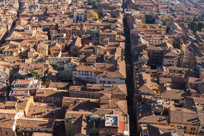 High angle view of buildings in city