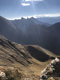 Scenic view of mountains against sky