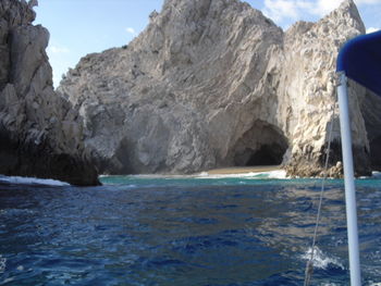 Scenic view of sea and mountains