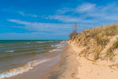 Scenic view of beach against sky