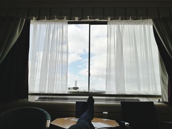 View of sky through window