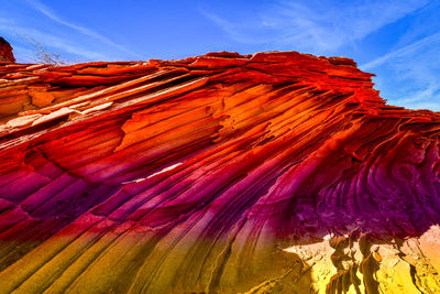 Low angle view of rock formation against sky