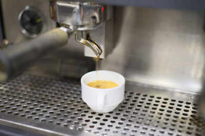 Close-up of pouring coffee in kitchen