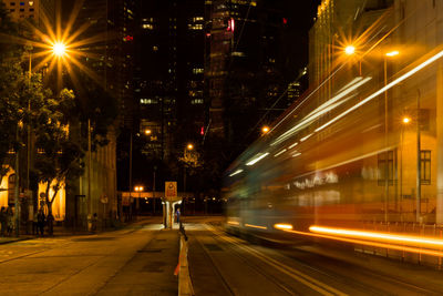 Illuminated street lights at night