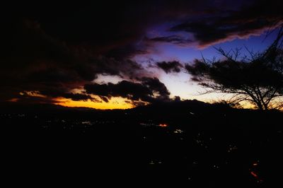 Silhouette of landscape at sunset