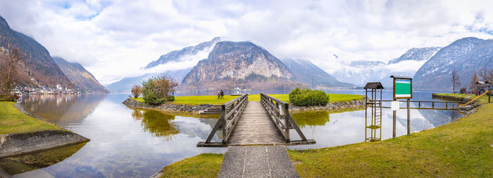 Scenic view of lake and mountains