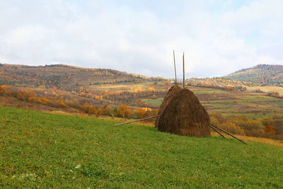 Scenic view of land against sky