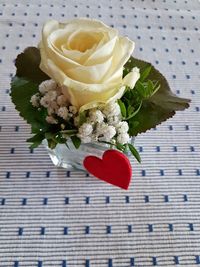 High angle view of flower bouquet