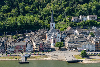 View from dreiburgenblick on the town st. goar