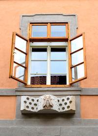 Low angle view of window on building