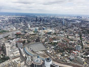 High angle view of cityscape against sky