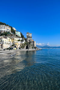 The beach of cetara, a seside village in amalfi coast, italy.
