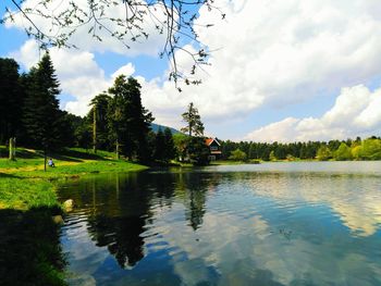 Scenic view of lake against sky