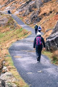 Hikers in the mountains of snowdonia, wales