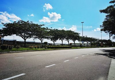 Road by trees against sky