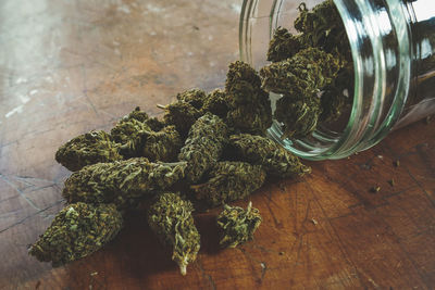 Close-up of glass jar on table