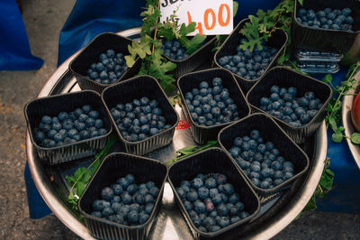 High angle view of food for sale