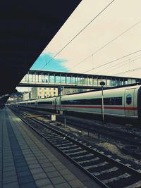 Railroad station platform against sky