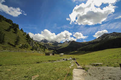 Scenic view of mountains against sky