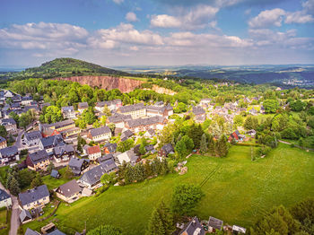 High angle view of townscape against sky