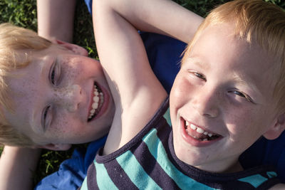 Close-up portrait of smiling boy