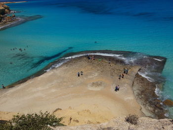 High angle view of people at beach