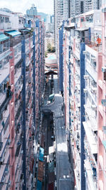 High angle view of street amidst buildings in city