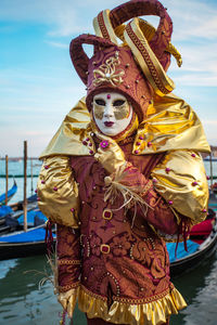 Person wearing costume and mask during venice carnival