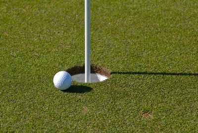 High angle view of ball on floor