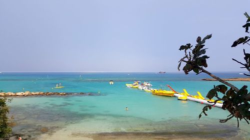 Scenic view of sea against clear sky