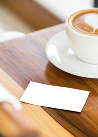 High angle view of coffee on table