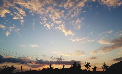 Low angle view of silhouette trees against sky at sunset