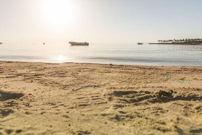 Scenic view of beach against clear sky