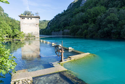 View of castle by river