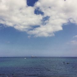 Scenic view of boat sailing in sea