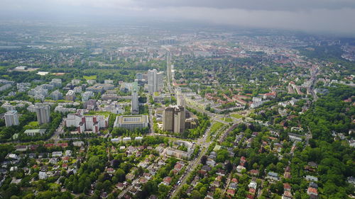 High angle view of townscape against sky