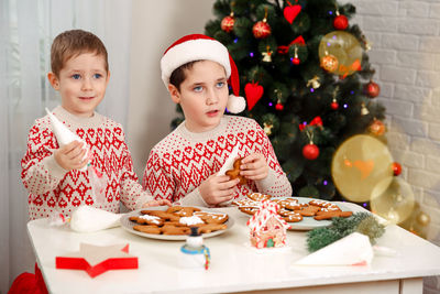 Portrait of cute girl with christmas decoration