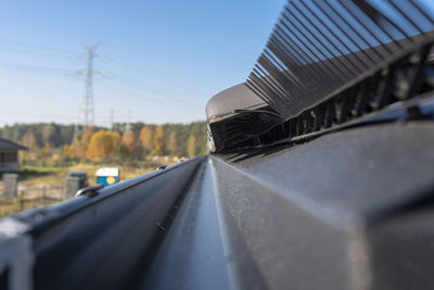 Eaves comb with ventilation grille mounted on the newly built roof. close up shot.