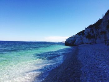 Scenic view of sea against clear sky