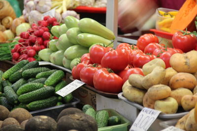 Vegetables for sale at market stall