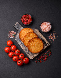 High angle view of food on table