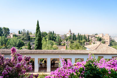 View of cityscape against clear sky