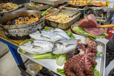 High angle view of fish in plate