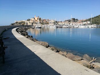 Scenic view of sea against clear sky