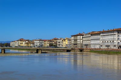 Arno river embankment in florence, italy